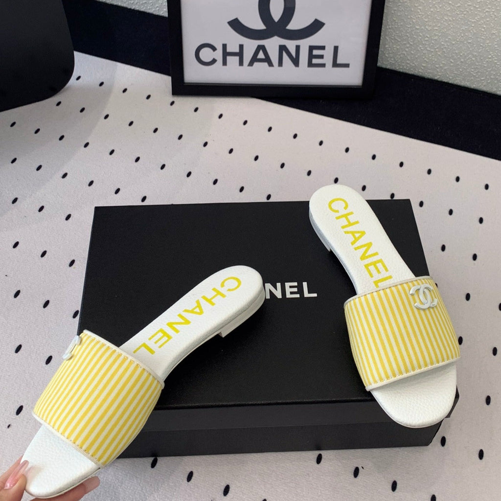 CHANEL MULES yellow LAMBSKIN