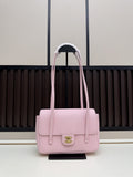 Pink Caviar Leather Flap Bag with Gold CC Hardware