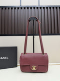 Chanel Red Flap Shoulder Bag with Gold-Tone CC Emblem