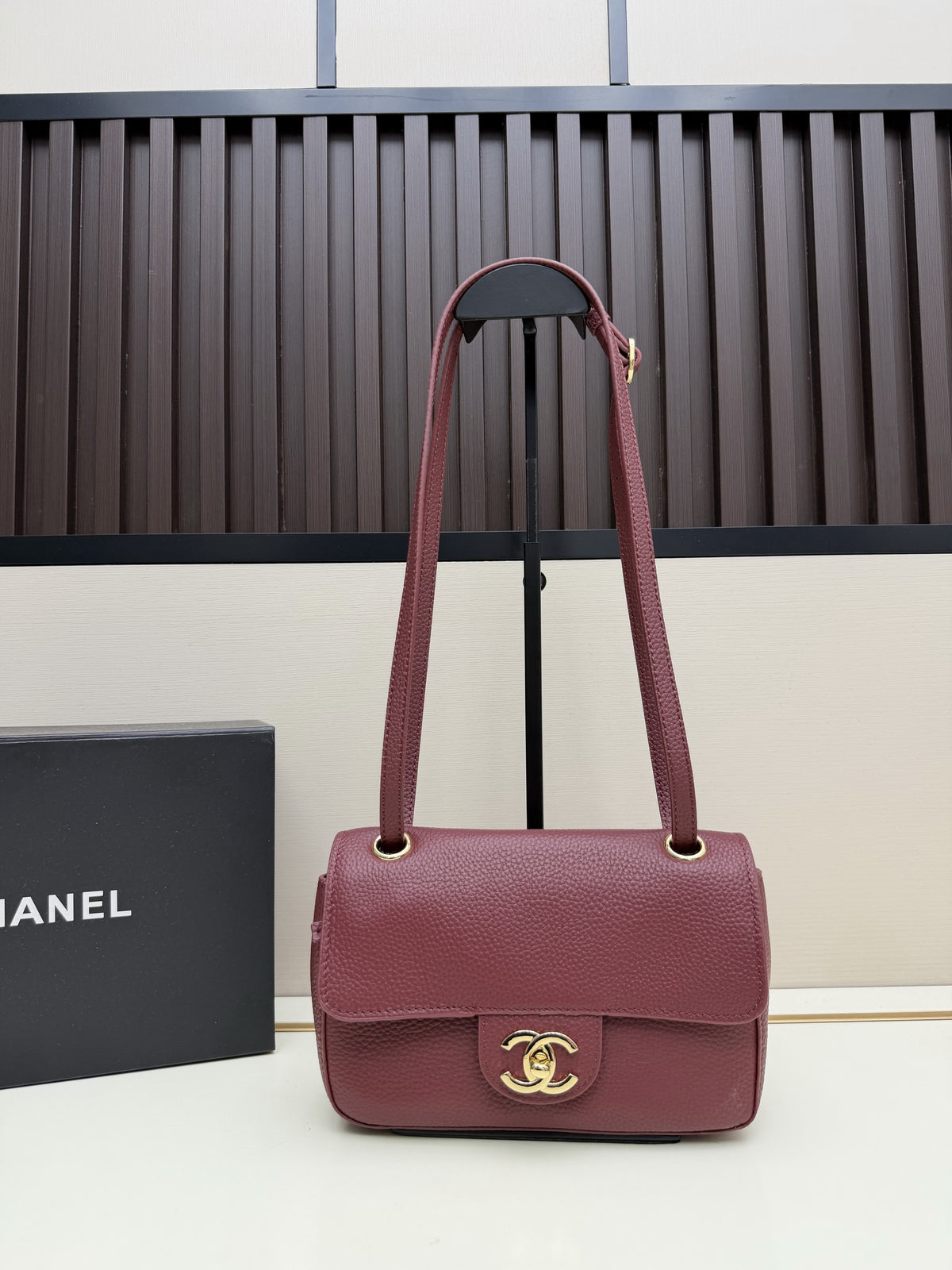 Chanel Red Flap Shoulder Bag with Gold-Tone CC Emblem