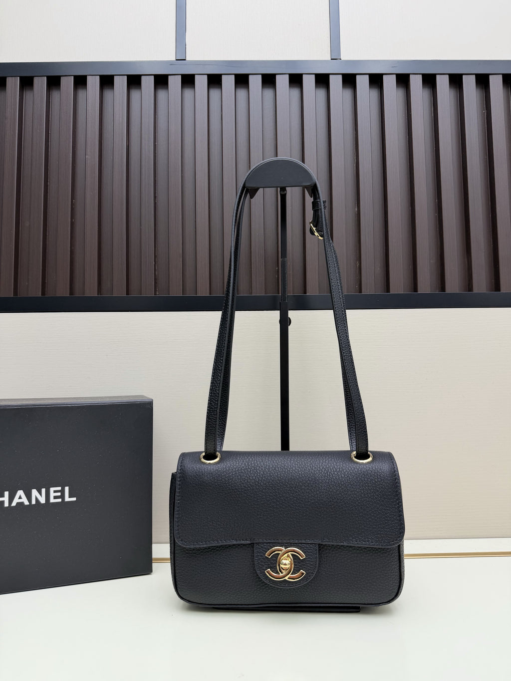 Chanel Black Flap Shoulder Bag with Gold-Tone CC Emblem