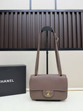 Chanel Brown Flap Shoulder Bag with Gold-Tone CC Emblem