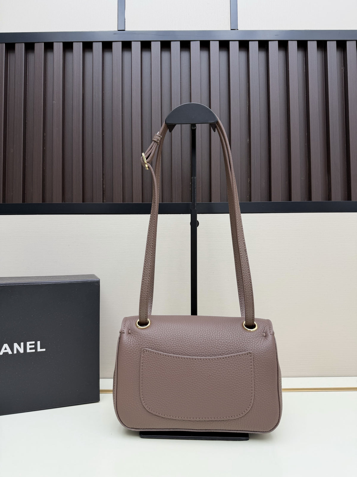Chanel Brown Flap Shoulder Bag with Gold-Tone CC Emblem