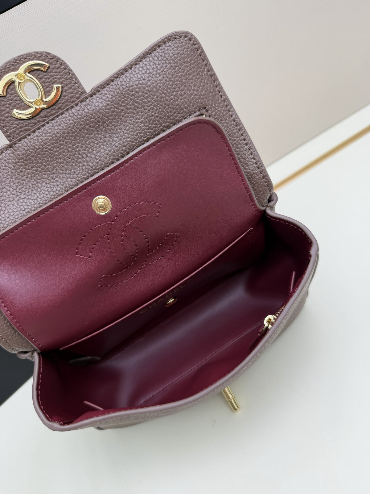 Chanel Brown Flap Shoulder Bag with Gold-Tone CC Emblem