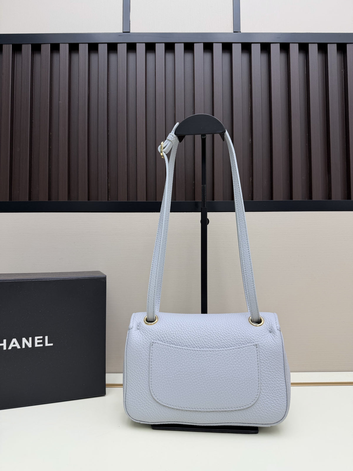 Chanel Blue Flap Shoulder Bag with Gold-Tone CC Emblem