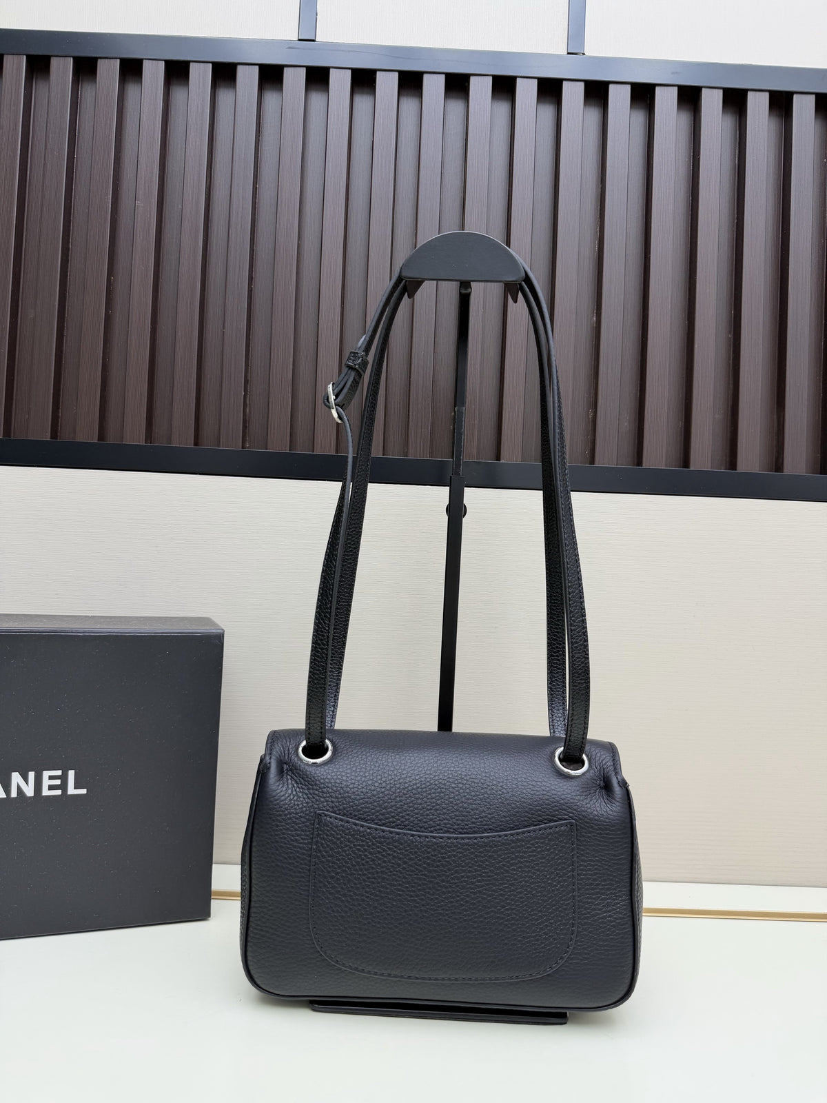 Chanel Black Flap Shoulder Bag with Silver-Tone CC Emblem