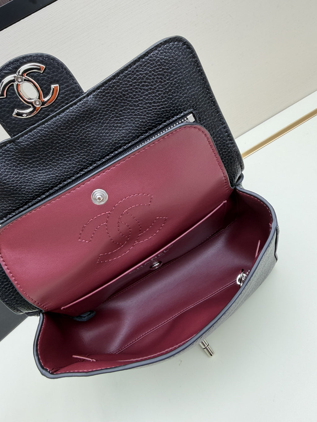 Chanel Black Flap Shoulder Bag with Silver-Tone CC Emblem