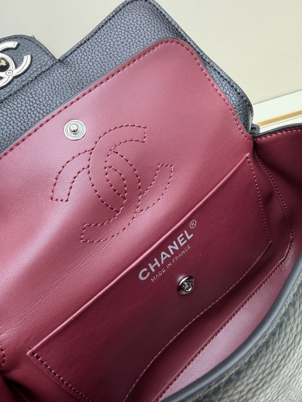 Chanel Black Flap Shoulder Bag with Silver-Tone CC Emblem