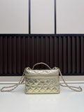 Chanel Gold Quilted Vanity Case with Chain Strap
