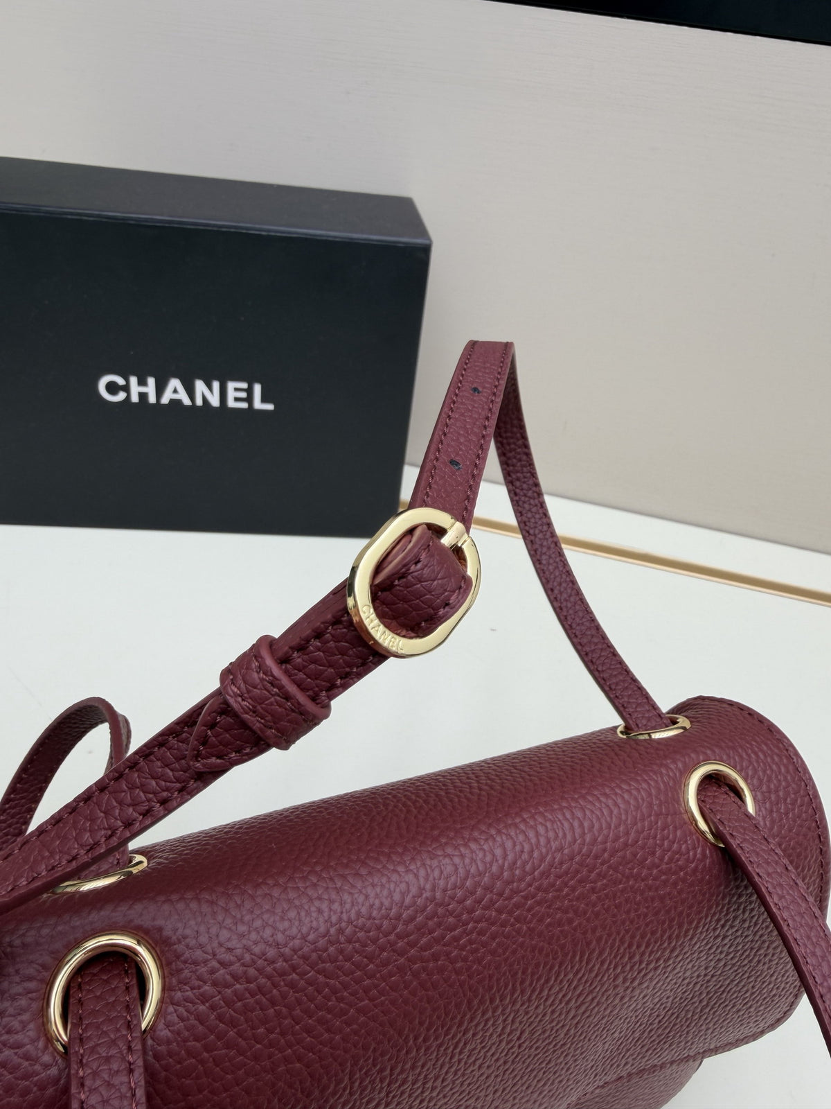 Chanel Red Flap Shoulder Bag with Gold-Tone CC Emblem