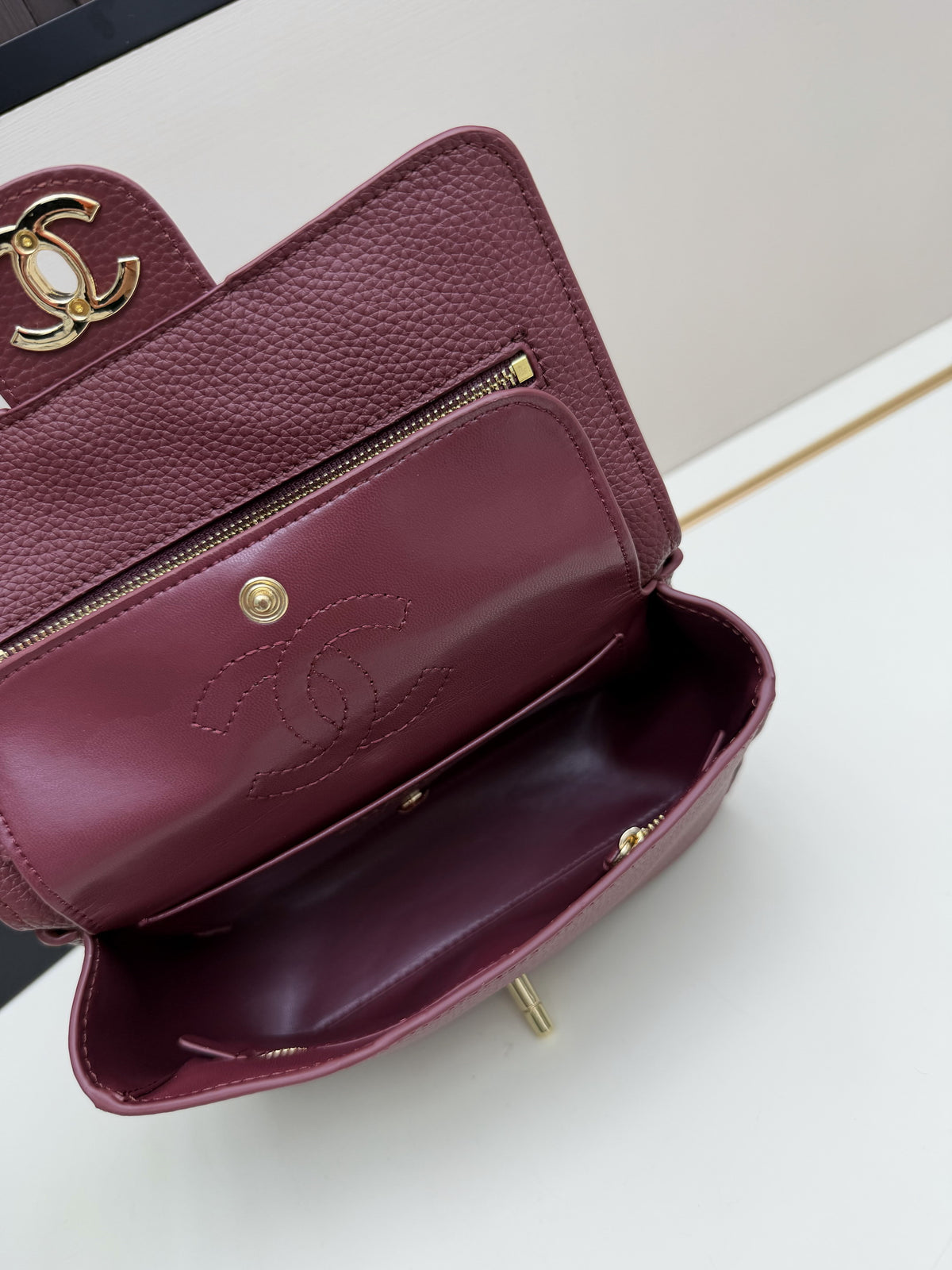 Chanel Red Flap Shoulder Bag with Gold-Tone CC Emblem
