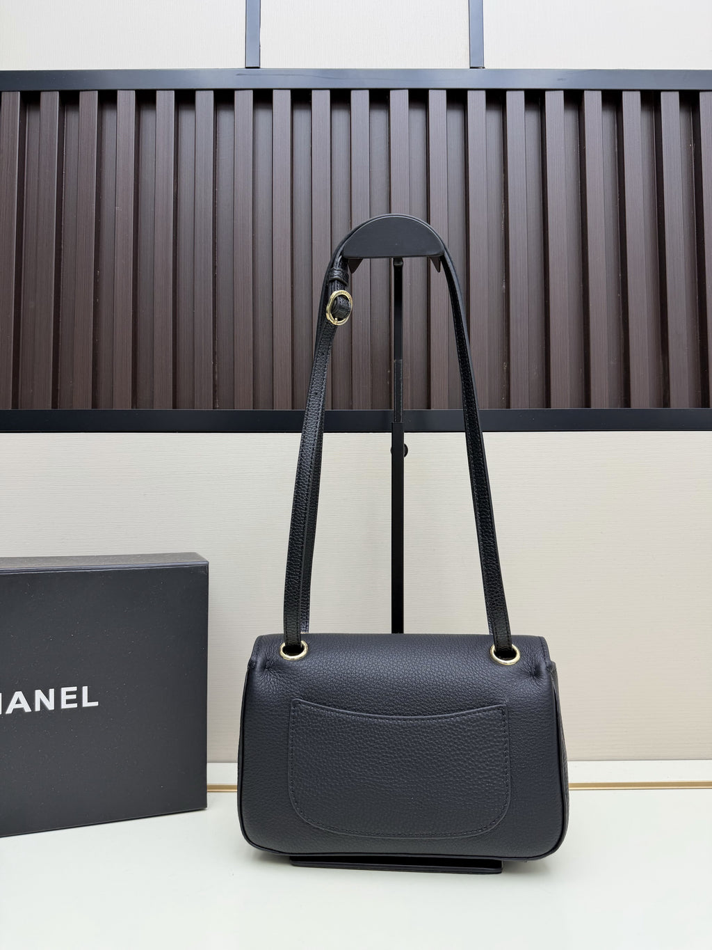 Chanel Black Flap Shoulder Bag with Gold-Tone CC Emblem