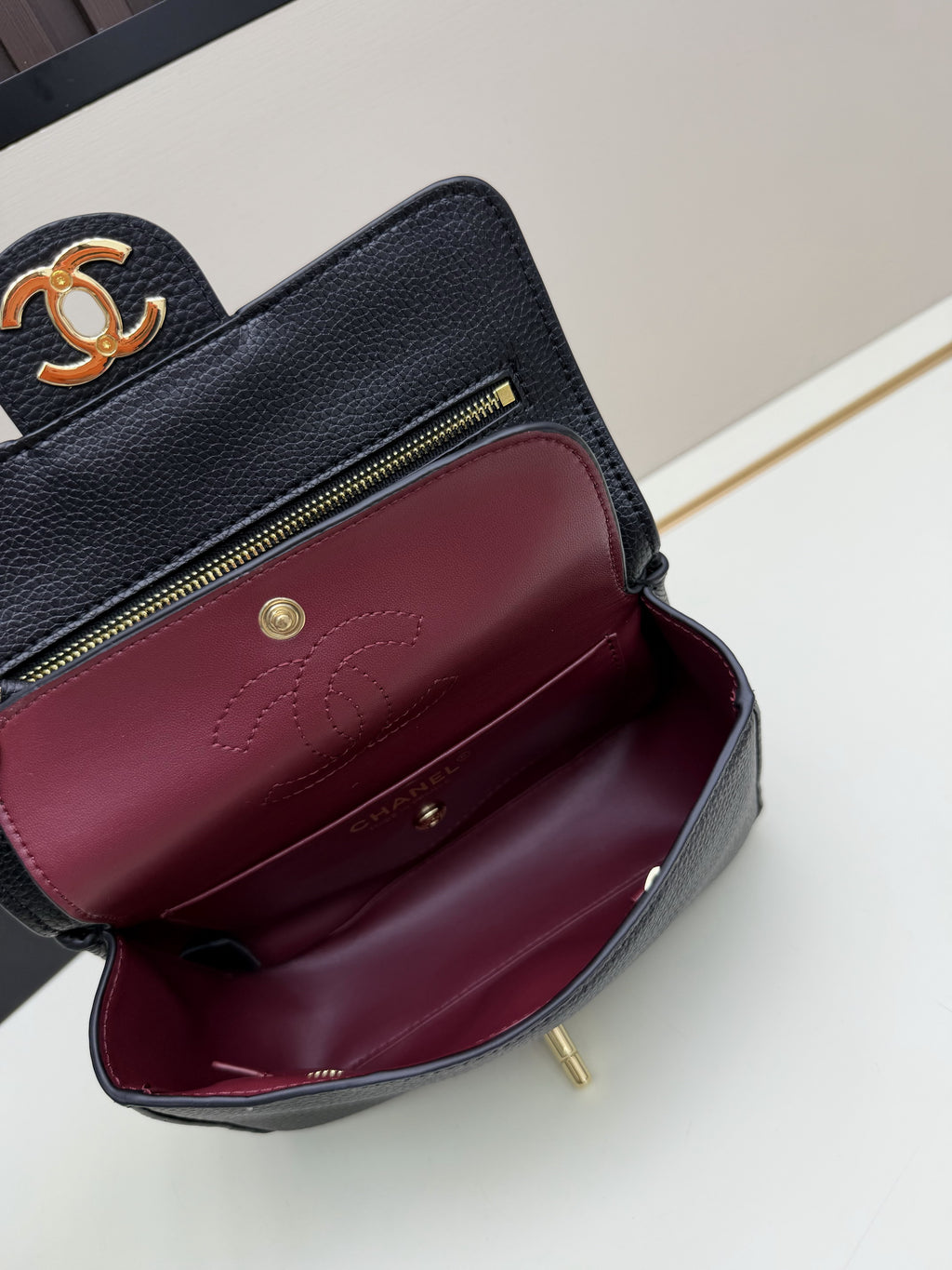 Chanel Black Flap Shoulder Bag with Gold-Tone CC Emblem