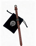 Chrome Heart Studded Leather Bracelet with Silver Concho Hardware