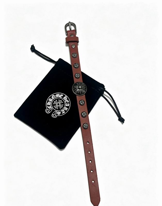Chrome Heart Studded Leather Bracelet with Silver Concho Hardware