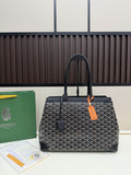 Goyard Structured Tote Bag in Coated Canvas with Leather Trim — Black