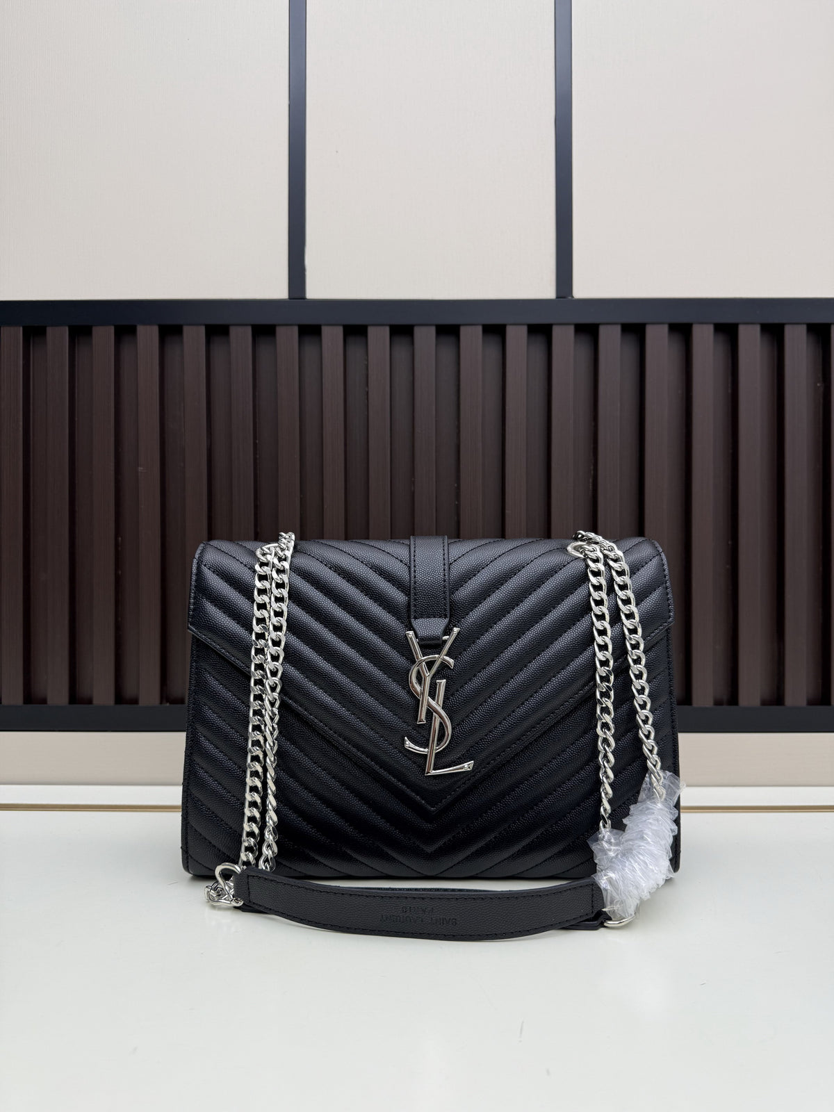 YSL Chevron Quilted Chain Shoulder Bag