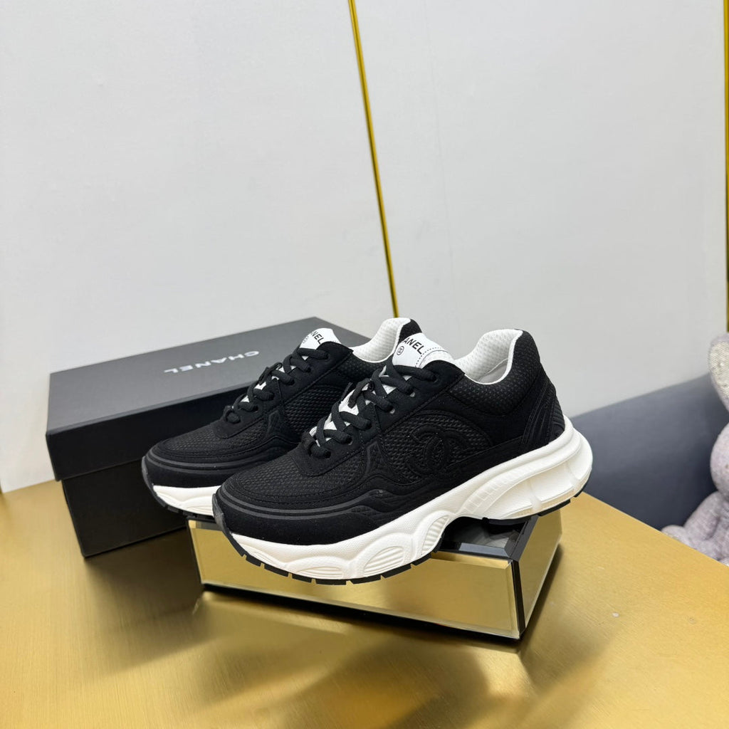 CHANEL DAD SNEAKER IN BLACK SUEDE AND BREATHABLE MESH